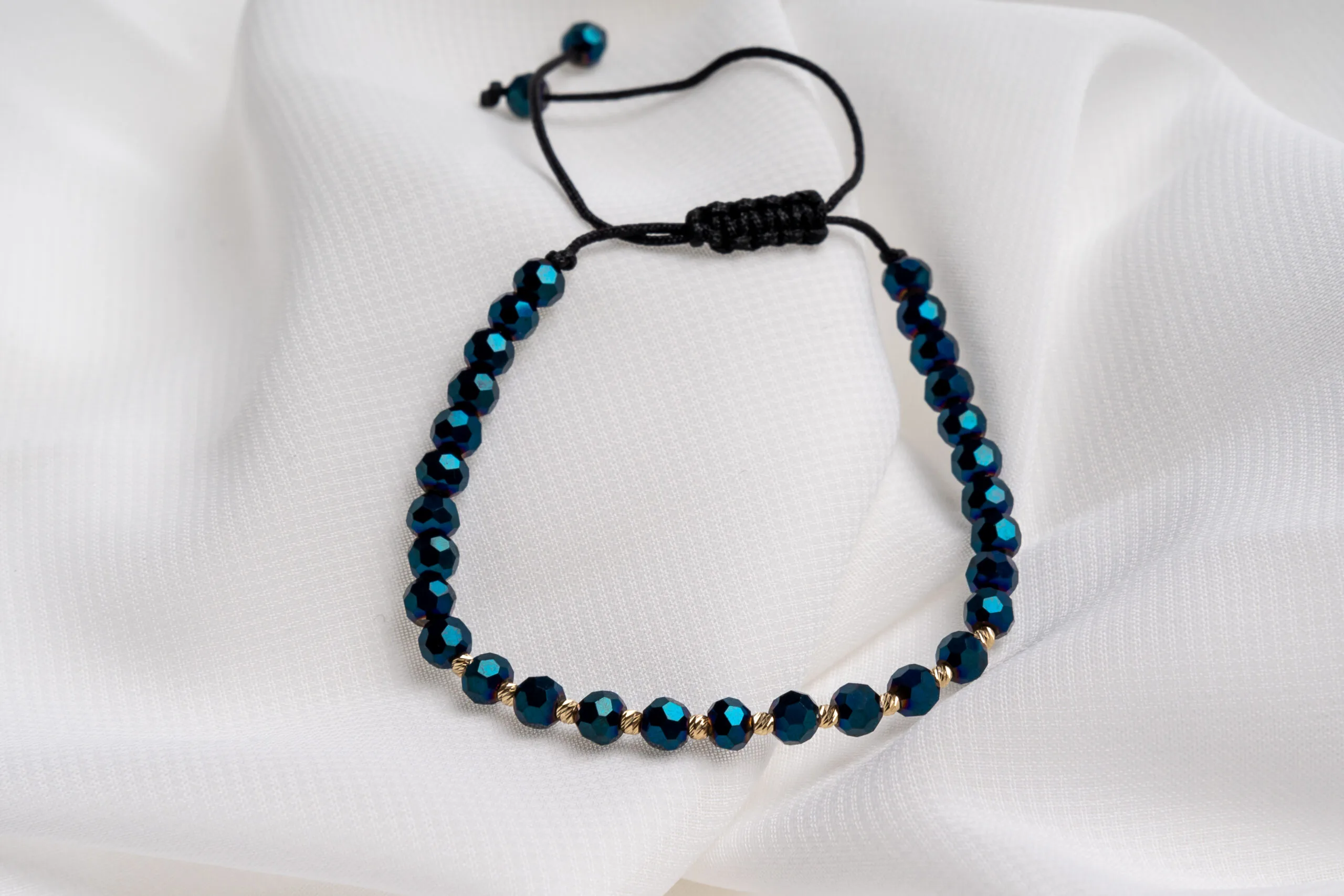 Bratara cu cristale rotunde si bilute aur 585 14k cod: BRCR02 - imagine 3