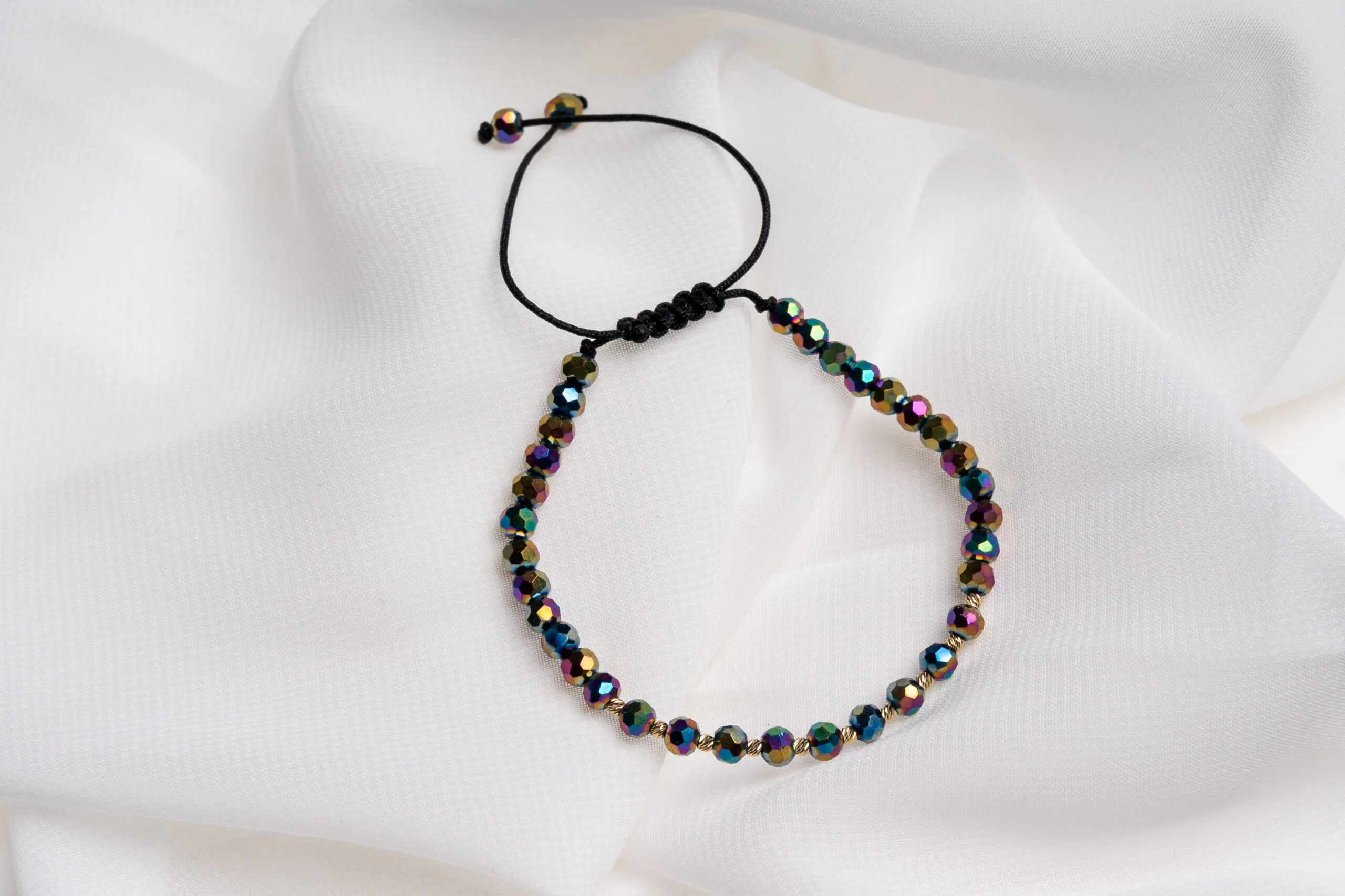 Bratara cu cristale rotunde si bilute aur 585 14k cod: BRCR02 - imagine 4