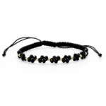 Bratara cu snur impletit, cristale si bilute aur 585 14k cod: BRCR25