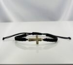 Bratara cu snur si link cruce cu rugaciunea Tatal Nostru aur 585 14k cod: BRSN20