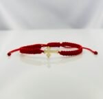 Bratara cu snur si link cruce plina aur 585 14k cod: BRSN01