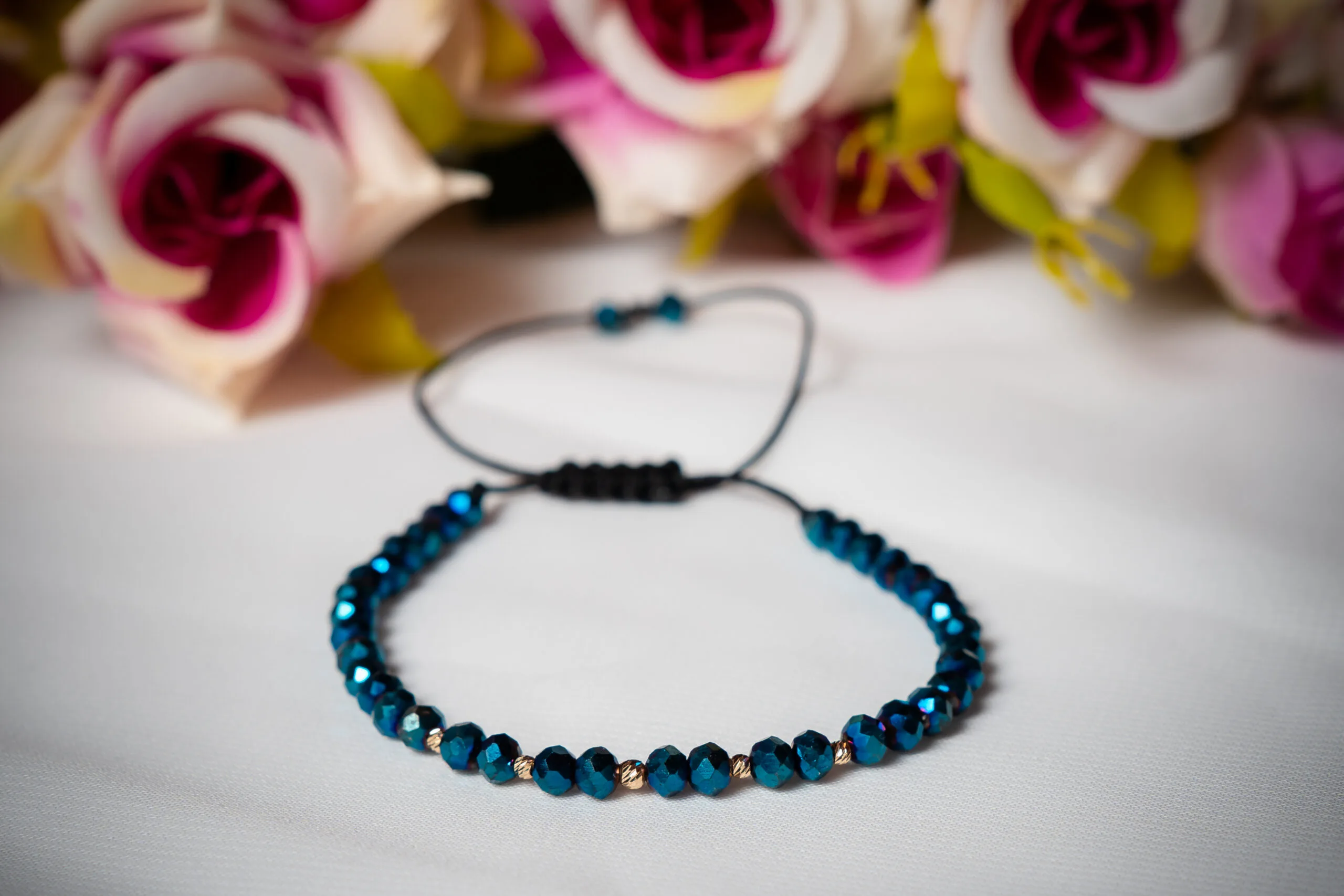 Bratara cu cristale rondele si bilute aur 585 14k cod: BRCR01 - imagine 2