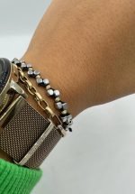 Brățară specială cu hematit și 10 biluțe de 2,5mm aur 585 14k cod: BRPS17 - imagine 4