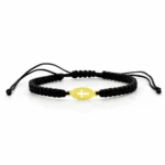 Bratara cu snur si disc oval cu cruciulita din aur 585 14k cod: BRSN63