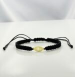 Bratara cu snur si disc oval cu cruciulita din aur 585 14k cod: BRSN63