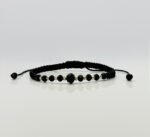 Bratara cu snur impletit, cristale si bilute de 2,5mm din aur 585 14k cod: BRCR42