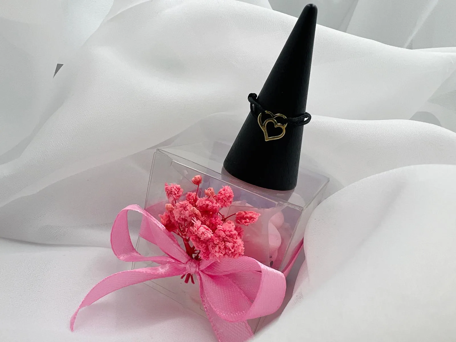 Inel snur reglabil si inimioare aur 585 14k cod: INS08 - imagine 1