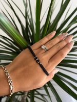 Bratara cu impletitura, cristale si 5 bilute din aur 585 14k cod: BRCR69 - imagine 2