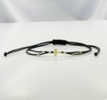 Bratara cu snur, link cruciulita si 6 bilute de 2.5mm din aur 585 14k cod: BRSN103