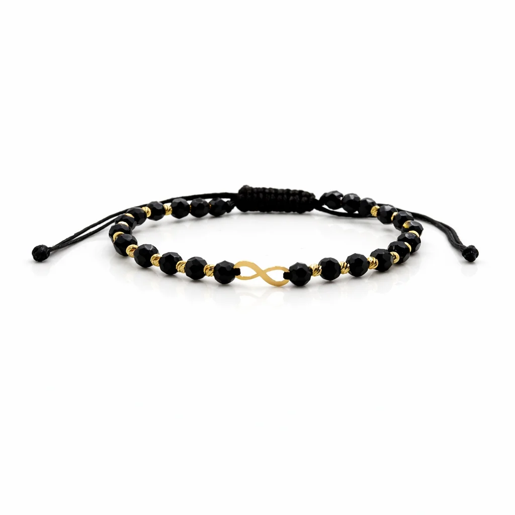 5ab7c7b7-a3f3-4267-8e9a-e417a563804b Bratara cu infinit, 18 bilute din aur 14k si cristale cod: BRCR72 - imagine 1