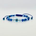 Bratara cu cristale, pandantiv ochi de deochi si 4 bilute din aur 585 14k cod: BRCR71