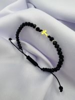 Bratara cu cruciulita+bilute din aur 14k si cristale cod: BRCR78 - imagine 3