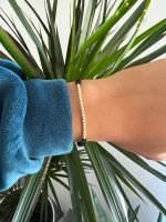 Bratara cu snur impletit si bilute din aur 585 14k cod: BRSN102 - imagine 3