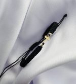 Bratara cu snur impletit, cruce si 2 bilute de 2.5mm din aur 585 14k cod: BRSN97 - imagine 2