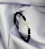 Bratara cu cruciulita+bilute din aur 14k si cristale cod: BRCR87 - imagine 2