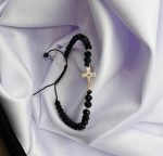 Bratara cu cruciulita+bilute din aur 14k si cristale cod: BRCR86 - imagine 2