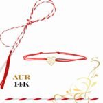 Martisor bratara din aur 14K - Inima cu inimioare