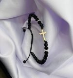 Bratara cu cruciulita+bilute din aur 14k si cristale cod: BRCR84 - imagine 2