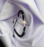 Bratara cu cruciulita+bilute din aur 14k si cristale cod: BRCR85 - imagine 2