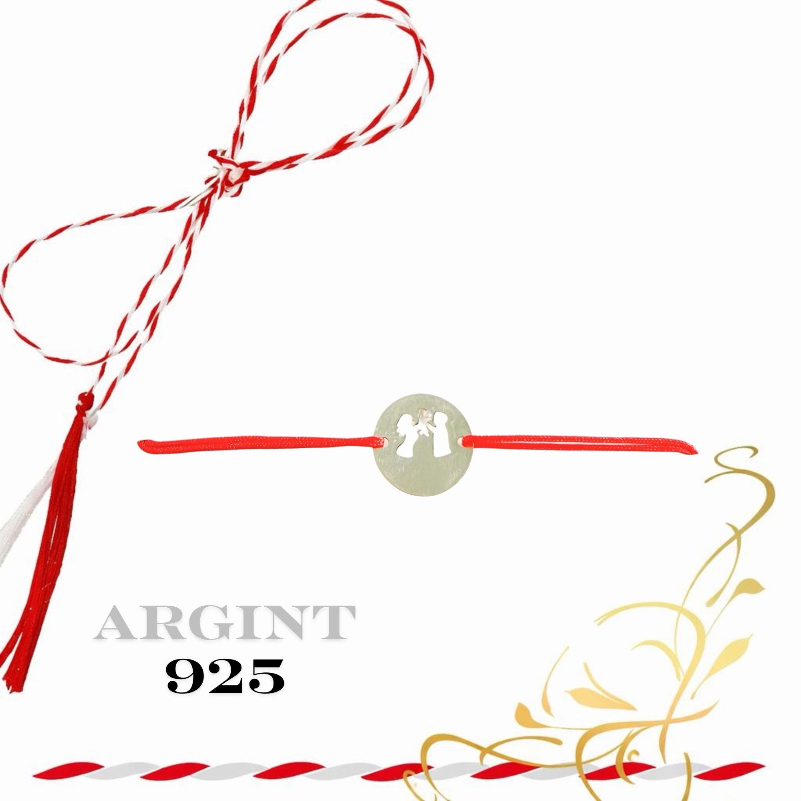 b7540d74-f968-4a04-b23b-9d333621dd6e Martisor bratara din argint 925 - banut familie - imagine 1