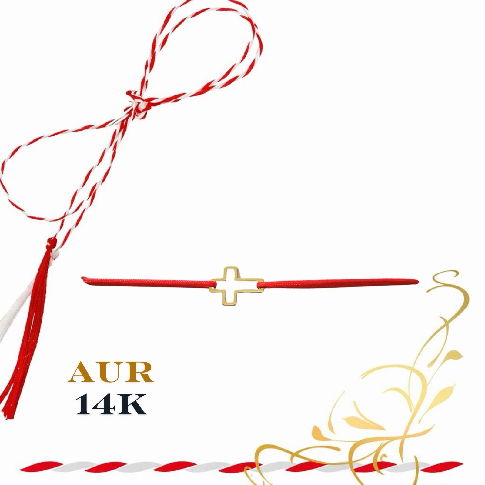 f761b1d0-c5cd-4f19-bdc6-e76fc34e4808 Martisor bratara din aur 14K - Cruce decupata - imagine 1