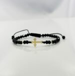 Bratara cu cruciulita+bilute din aur 14k si cristale cod: BRCR83