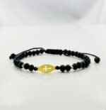 Bratara cu cruciulita+bilute din aur 14k si cristale cod: BRCR89