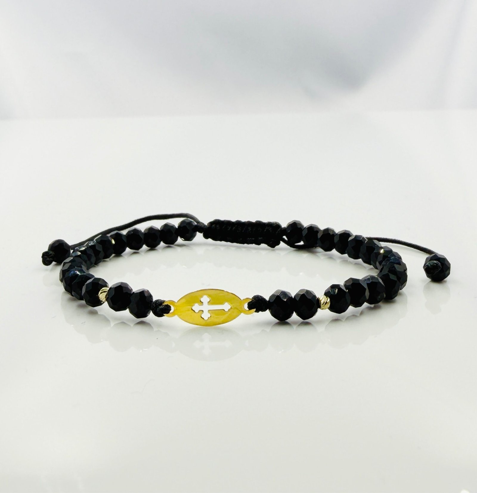 img_4311 Bratara cu cruciulita+bilute din aur 14k si cristale cod: BRCR89 - imagine 1