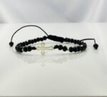 Bratara cu cruciulita+bilute din aur 14k si cristale cod: BRCR87