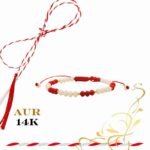 Martisor bratara cu bilute din aur 14k, margelute Miyuki si cristale