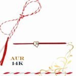 Martisor bratara din aur 14K - Inima cu pui