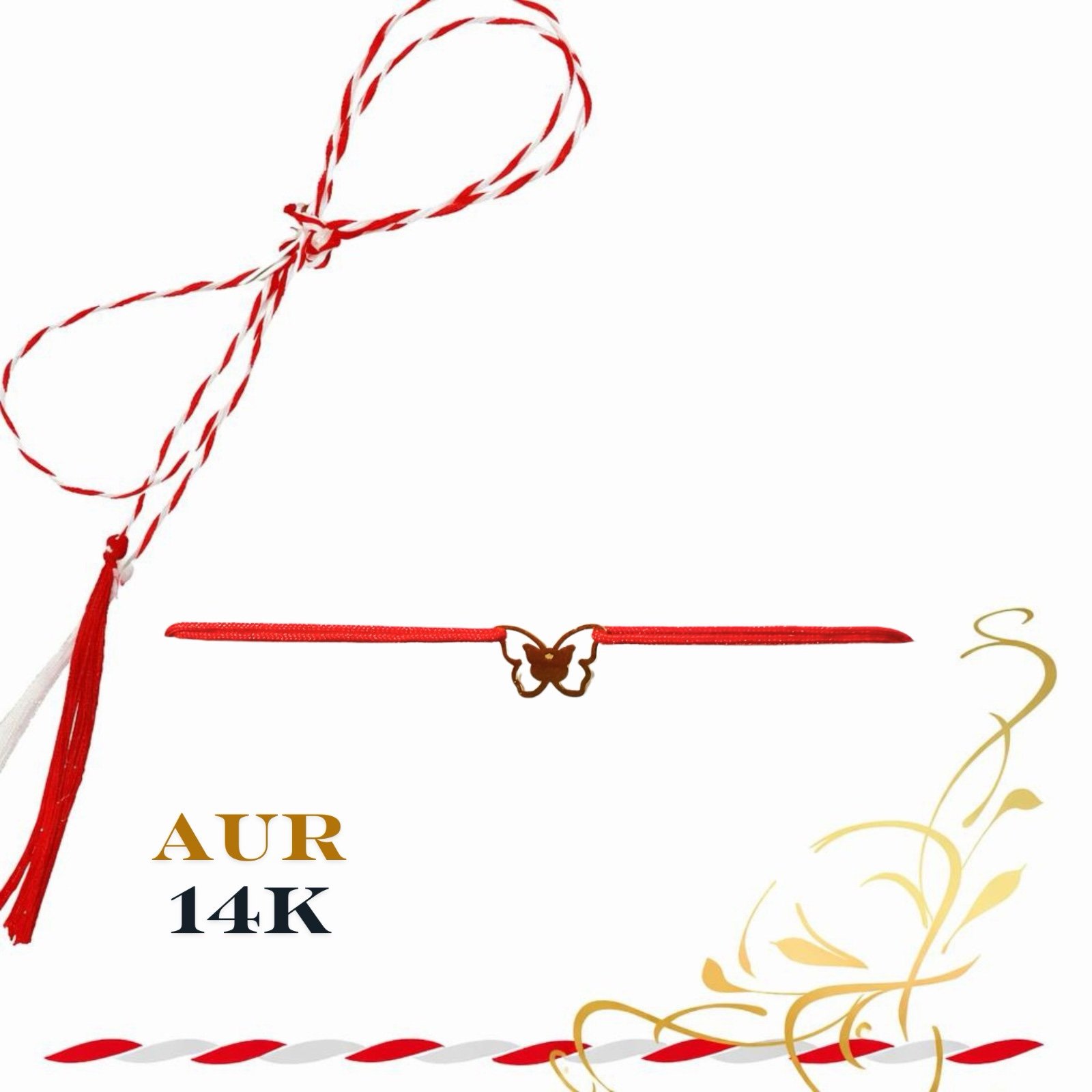 42620779-9496-4066-8fd8-77b83aac87ae Martisor bratara din aur 14K - Fluture dublu - imagine 1