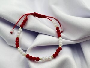 Martisor bratara cu bilute din aur 14k, margelute Miyuki si cristale