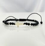 Bratara cu cruciulita+bilute din aur 14k si cristale cod: BRCR91