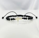 Bratara cu cruciulita inima + bilute din aur 14k si cristale cod: BRCR92