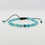 Bratara cu jad bleu si 5 bilute din aur 14k cod: BRPS63