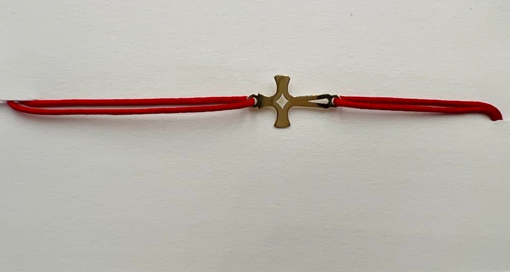 Bratara cu snur si cruce romb din aur 585 14k cod: BRSN116