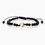 Bratara cu inima cu trifoi, bilute din aur 14k si cristale cod: BRCR103