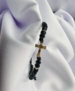 Bratara cu cruciulita+bilute din aur 14k si cristale cod: BRCR101 - imagine 2