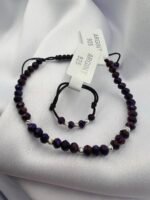 Set bratara + inel reglabile cu bilute din argint 925 si cristale cod: SETBI01