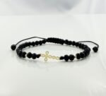 Bratara cu cruciulita+bilute din aur 14k si cristale cod: BRCR100