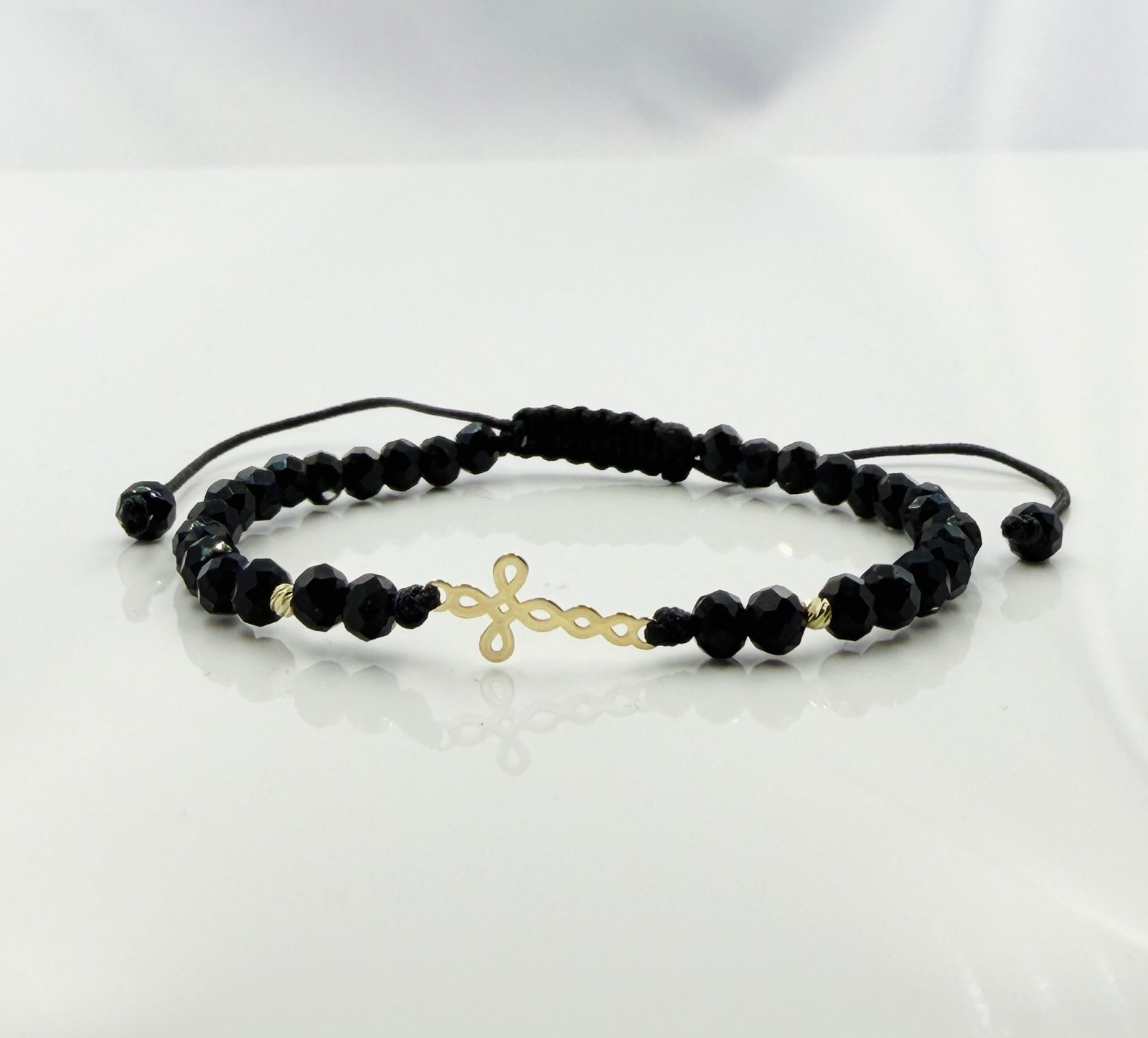 img_4310 Bratara cu cruciulita+bilute din aur 14k si cristale cod: BRCR100 - imagine 1