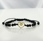 Bratara cu inima dubla, bilute din aur 14k si cristale cod: BRCR106