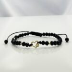 Bratara cu inima cu trifoi, bilute din aur 14k si cristale cod: BRCR103