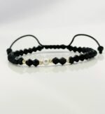 Bratara cu bilute din aur 14k, cristale biconice si perla cod: BRCR113