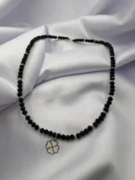 Colier cu trifoi, inchidere si anou din aur 14k, margelute miyuki + cristale cod: CFT14