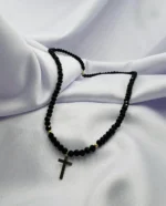 Colier cu bilute, cruciulita, inchidere si anou din aur 14k + cristale cod: CFT15