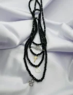 Colier cu bilute, cruciulita, inchidere si anou din aur 14k + cristale cod: CFT15 - imagine 3