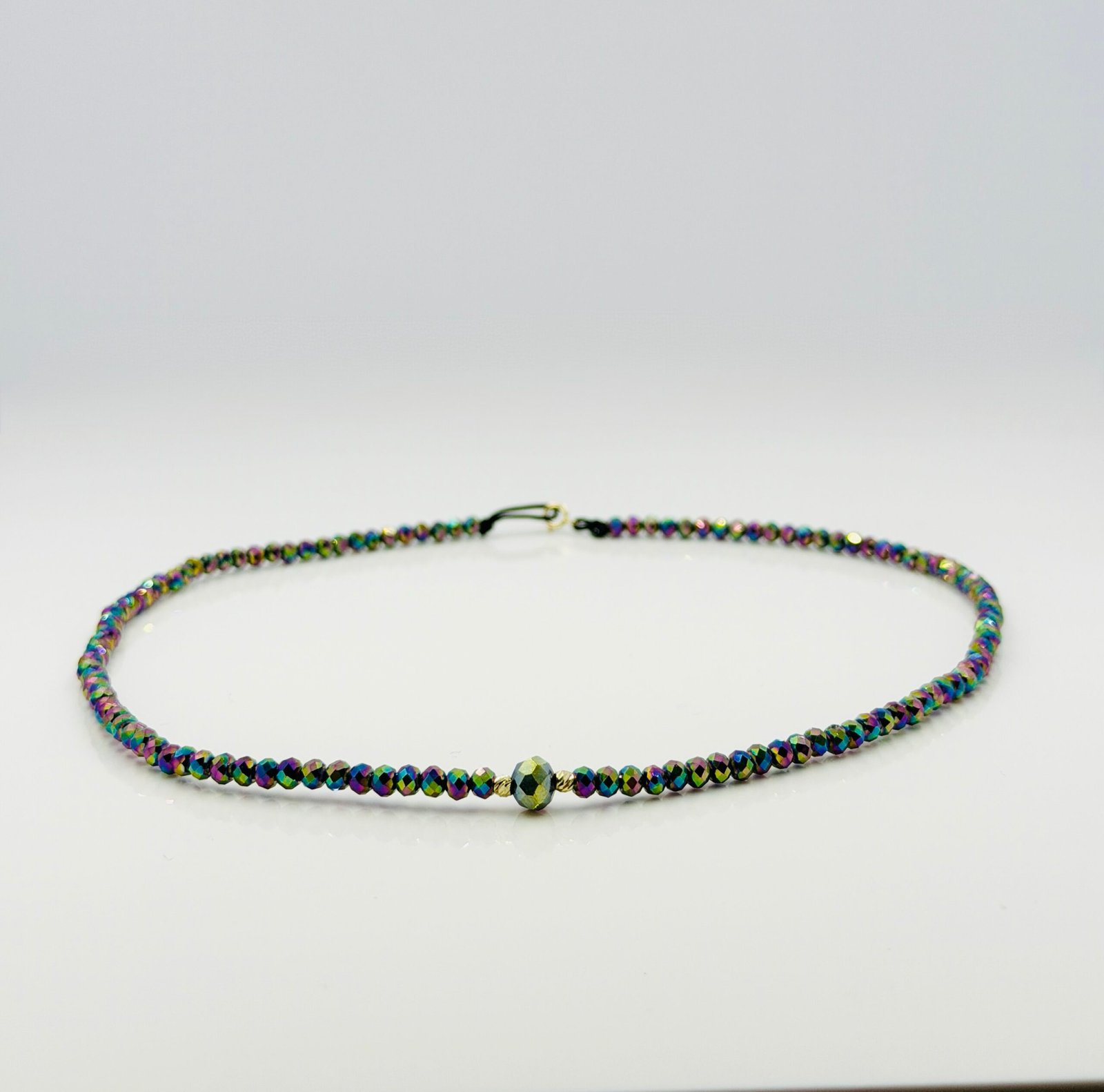 img_6599 Colier cu cristale multicolor, bilute din aur 14k de 2.5mm si inchizatoare cod: CFT13 - imagine 1